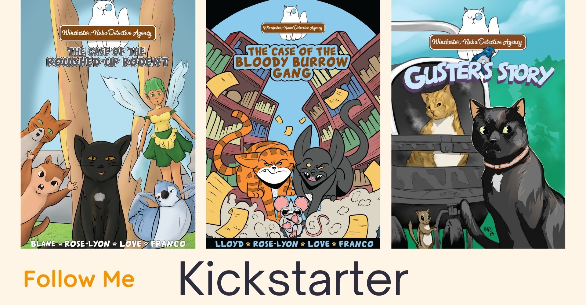 3 comic book covers Follow Me Kickstarter