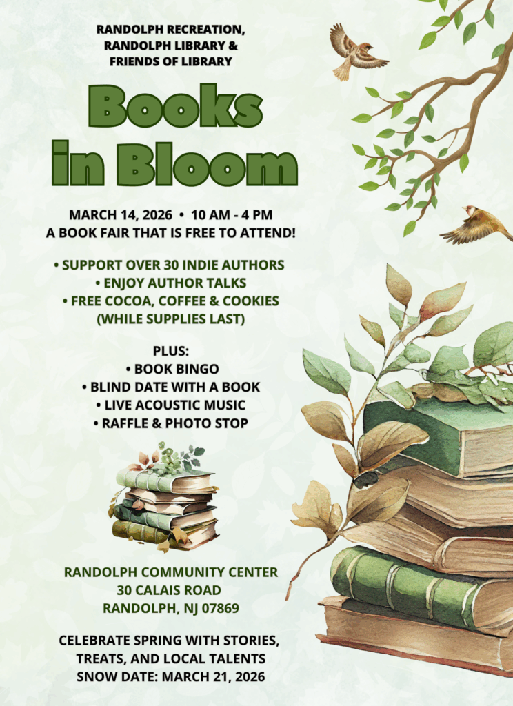 promo flyer for Books in Bloom